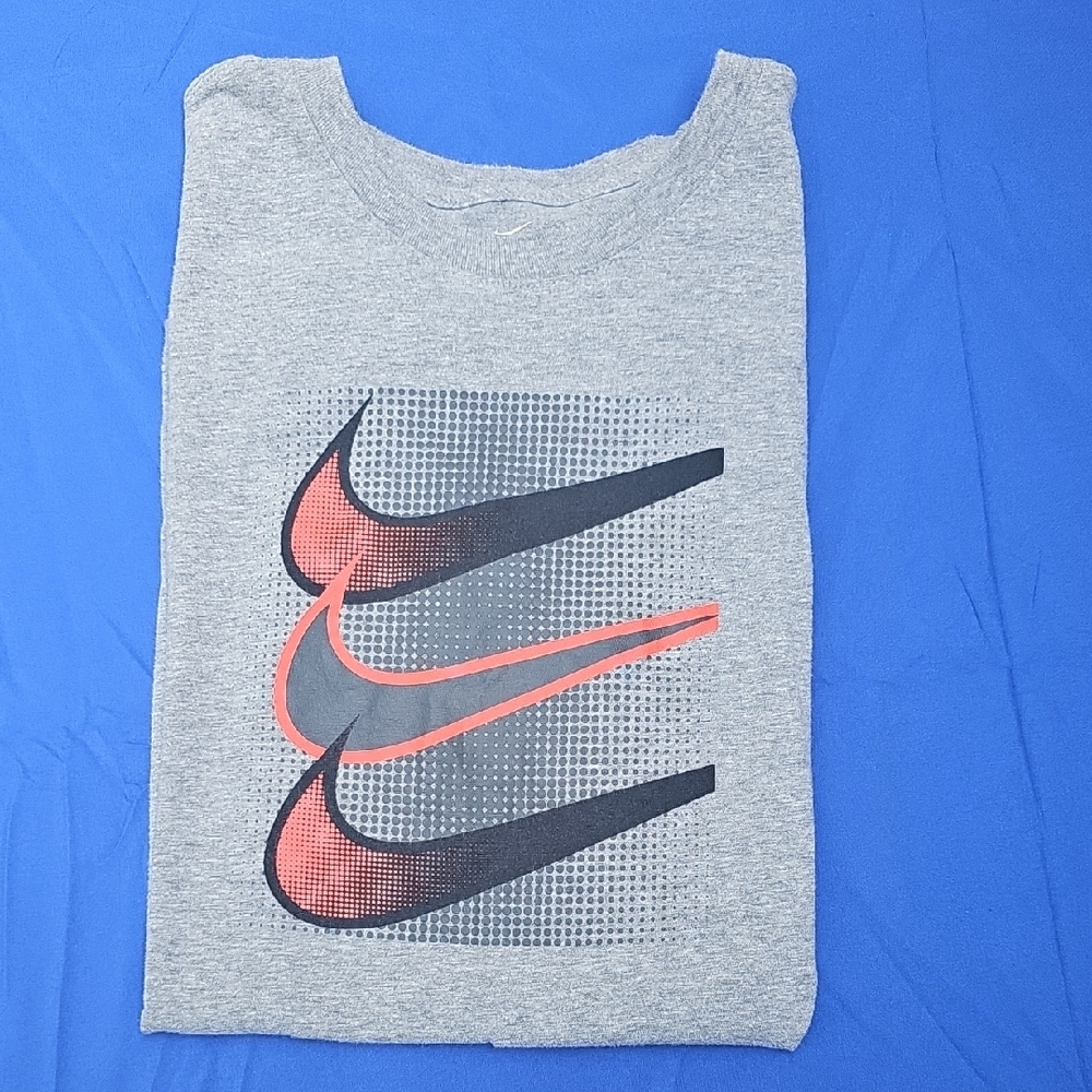 Nike Heather Gray Tee with Red and Black Swoosh